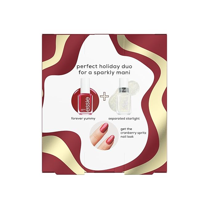 essie nail polish, vegan, holiday 2 piece nail polish gift set, 1 kit
