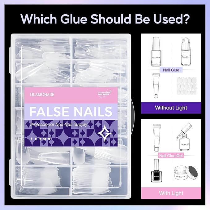 Long Coffin Nail Tips : 312Pcs Gel Pre-Shaped Press Clear False Nails, Full Cover Matte Artificial Tips for Nail Extension Salon DIY 12Sizes