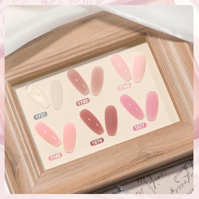 GAOY Poly Gel Set - 6 Colors Pinkish Nude Clear Builder Gel Nail Enhancement Kit for Beginner & Professional DIY Nail Art