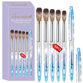 5PCS Snowflake Acrylic Nail Brush Set - Size 8/10/12/14/16 Brushes for Acrylic Powder Application, 3D Carving & Nail Art Extension, Blue Handle Nail Tools for DIY Home Salon Manicure