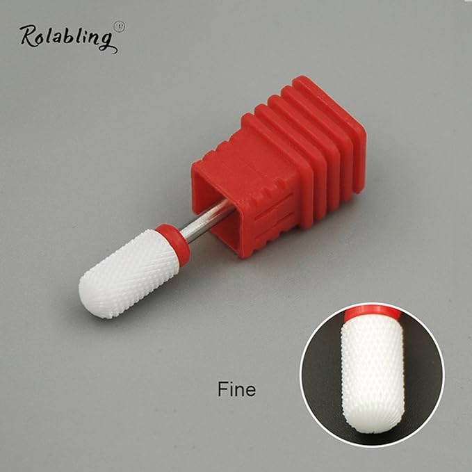 Round Head Ceramic Nail Drill Bit For Electric Nail Drill Manicure Machine Accessories Tool (Red Fine)