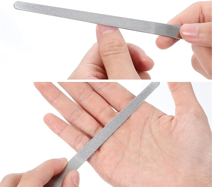 4 Pcs Diamond Deb Nail File Metal Nail File, Stainless Steel Buffers with Sharp Pointed Tip for Natural Nails Double-Sided Manicure Pedicure Toenail Tools for Salon and Home