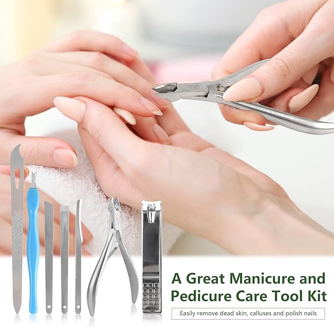Professional Pedicure Tools Kit, 20 in 1 Stainless Steel Pedicure Foot Supplies Set, Foot Files Callus Dead Skin Remover, Pedicure Foot Spa Tools at Home or Salon for Women & Men(Blue)