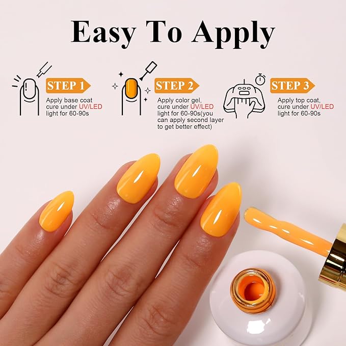 Imtiti Pastel Gel Nail Polish, 0.5 Fl Oz Light Yellow Orange, Spring/Summer/Easter Gel Nail Polish DIY Nail Art Starter Manicure Salon Kit