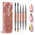 Nail Art Bushes Set - Professional 5Pcs Double-Ended Nail Brush for Art, Long Lines, Ombre & 3D Design Nail Brush Pen for Gel Polish Manicure DIY Home Salon