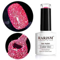 Diamond Gel Nail Polish, Neon Hot Pink Nailpolish, Reflective Shiny Gel Polish, Spring Summer Gelpolish Colors for DIY Nail Art Design UV LED Cure Required RAR90