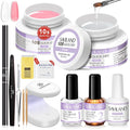 SAVILAND Quick-dry Builder Nail Gel Kit - Clear Pink Builder Hard Gel with Mini UV Light, Top Gels, Dehydrator, Non-acid PH Bond Primer and Nail Extension Application Tools for beginners