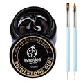 Beetles Rhinestone Glue for Nails with 2 Dual Purpose Brush Pen, 1Pcs 15ml Nail Glue for Nail Art Adhesive Resin Gems Diamonds Jewelry Decoration Soak Off Led Lamp Nails Gifts for Women