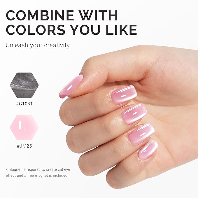 MelodySusie Jeweliver Cat Eye Gel Nail Polish, Bright Silver Glitter Holographic Magnetic Nail Polish with Magnet, 0.5 Fl Oz, UV Gel for Nail Art Manicure Salon DIY at Home G1081