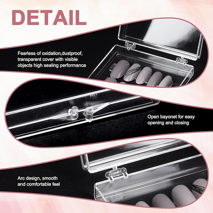 30Boxes Large (8 x 8cm) Press On Nail Packaging Storage Box and 90pcs Adhesive Tabs - Acrylic Organizer Case for Artificial Nail for Nail Business Supplies (clear, L)