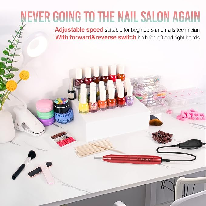 20000RPM Electric Nail Drill Compact Portable Efile Professional Manicure Pedicure Nail File Drill Kit for Acrylic, Gel Nails and Home Salon Use