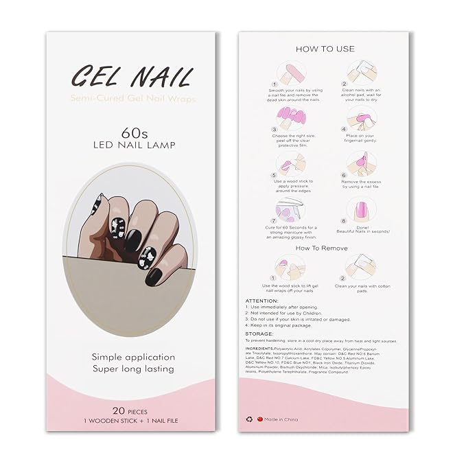 JMEOWIO Gel Nail Stickers Halloween Cute Ghost Semi Cured Gel Nail Strips Wraps UV/LED Nails Art Design Decoration Accessories