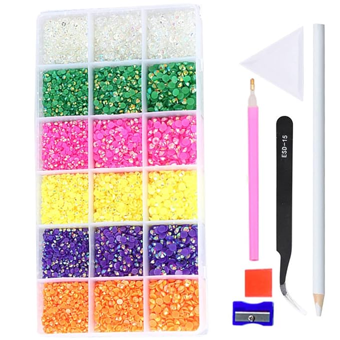 22380pcs Resin Rhinestones Set 3/4/6mm Flatback Stones Glitter Crystal Bulk for Garment Nail Art Decorations Resin Flatback Rhinestones Kit for Nail Crafts Tumbler Round Shape(HH)