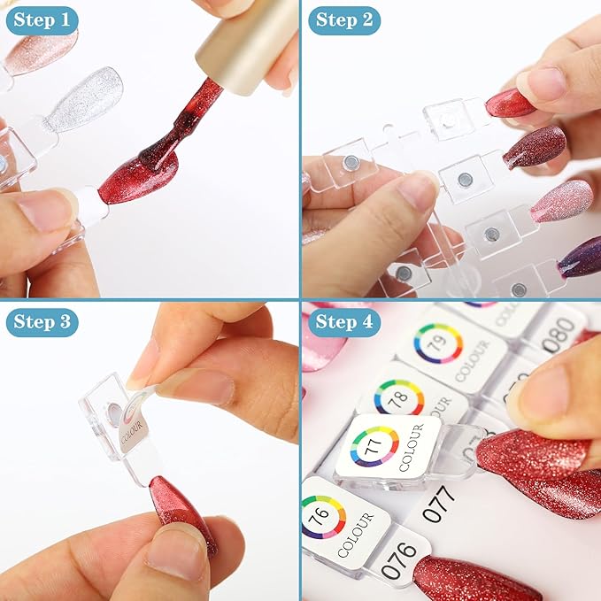 Magnetic Nail Swatch Book,180 Nail Color Display Book with 192 Magnetic Tips,Professional Nail Salon Color Display Book for Easy Preview & Storage