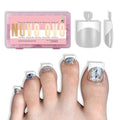 NOVO OVO Clear Press on Toenails, Toe Nail Press ons for Women, White French Tip Sharp Square Pre-Designed Soft Gel Thick False Toenail Extension, Full Cover Acrylic for DIY x 15 Sizes 150 pcs