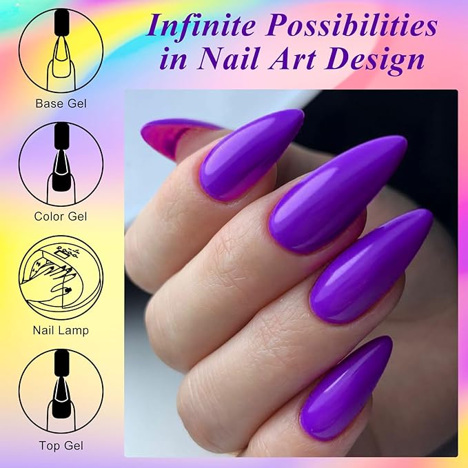 MEET ACROSS 9 Colors Gel Nail Polish + 3PCS Function Gel Nail Polish Kit,Fashion Nail Art Set Design Gifts for Women Manicure Salon (SET18, 12pcs)