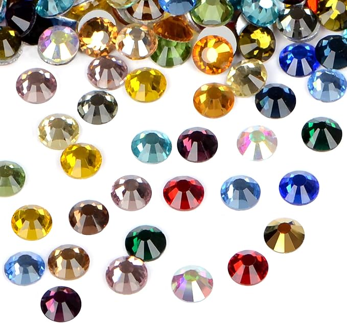 288PCS Art Nail Rhinestones Non Hotfix Glue Fix Round Crystals Glass Flatback for DIY Jewelry Making with one Picking Pen (ss30 288pcs, Mix)