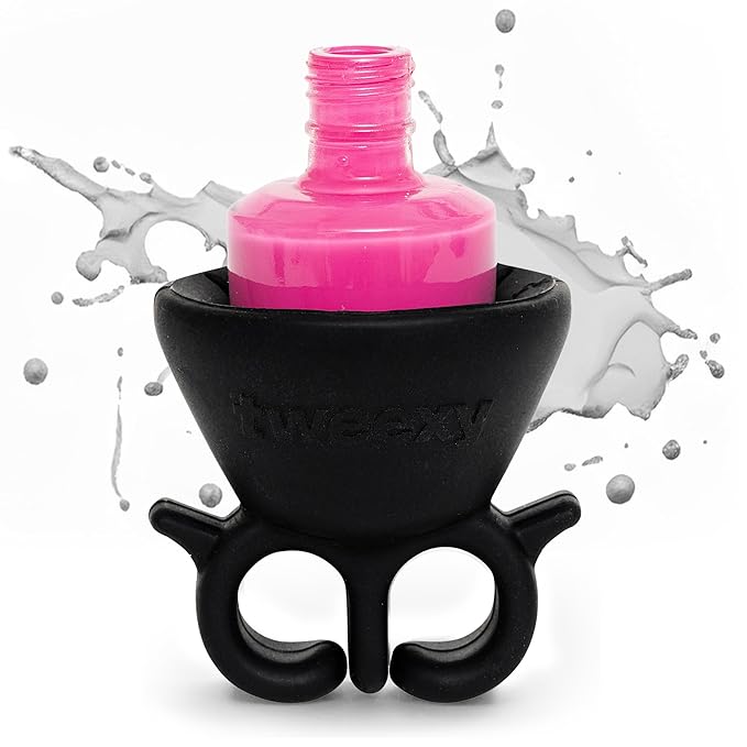 tweexy Wearable Nail Polish Holder Ring - Ideal Gift for Teenage Girls - Nail Polish Holder Stand for Manicure & Pedicure, Fingernail Painting - Nail Polish Accessories (Black Moon)