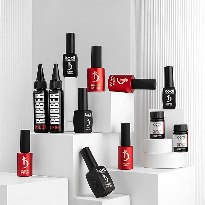kodi professional Rubber Base and Top Coat Gel Polish UV LED - Base Coat & Top Coat Set Nails Manicure Kit Gel Nail Polish for Long-Lasting Nails (2 x 8 ml) (8ML)