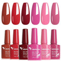 VENALISA Red Gel Nail Polish Set 6 Colors Pink Dark Red Burgundy Red Gel Polish Kit Soak Off UV Gel Salon Nail Art DIY at Home Manicure