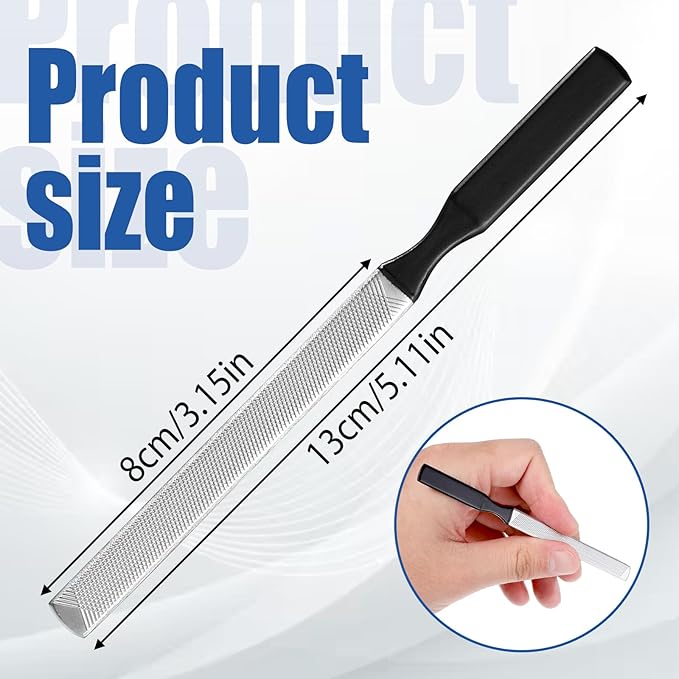Metal Nail File Men Toe Nail Files for Thick Nails Stainless Steel Long Nails File Toenail Files 4 Sides Heavy Duty for Toenails Fingernail Filing Nail-Care Tool Ideal for Manicure Pedicure Men Women