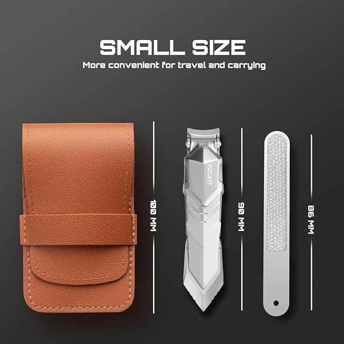 SZQHT Nail Clippers,Precise and Durable Toe Nail Clippers with Catcher and Nail File,Fingernail Clippers forThick Nails,Nail Cutter Without Mess for Men and Women(Gray)