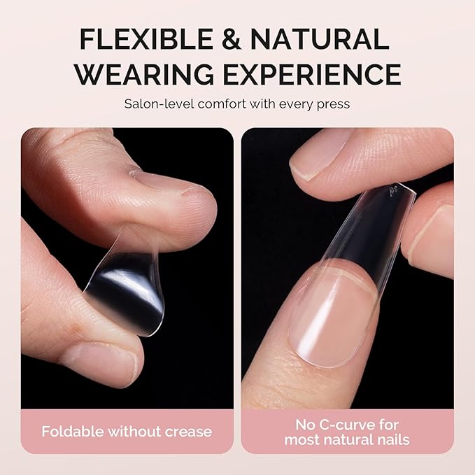 MelodySusie Extra Long Square X Nail Tips - 600Pcs 12 Sizes Clear Acrylic, Half Stick Press on Nails for DIY Extension & Salon Use, Pre-Shaped for Long-Lasting Manicure,Fall Winter Nails