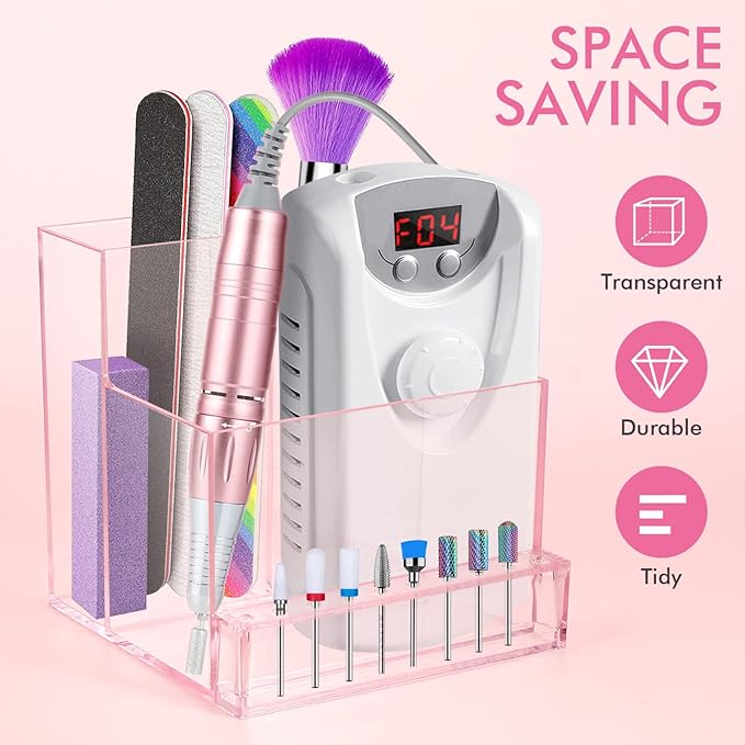 Plastic Nail Drill Machine Holder, Manicure Tools Stand Box, Nail Drill Bit Display Organizer, Nail Drill Bits Holder,Nail Art Grinding Drill Bit Holder