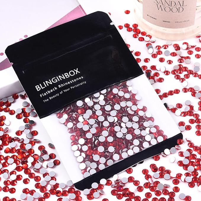 Blinginbox Glass Flatback Rhinestones Crystal Round Gems,Lt.siam,SS30/288pcs,6.4-6.6mm