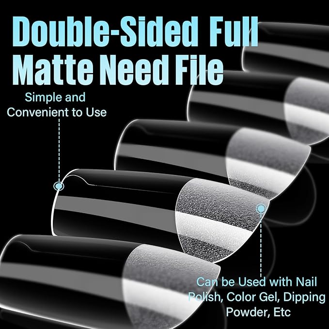 TOMICCA Short Square Nail Tips, Acrylic Gel Tips 240Pcs Fake Nails Full Cover 12 Sizes False Nails Half Matte for Nail Extension Home DIY Salon