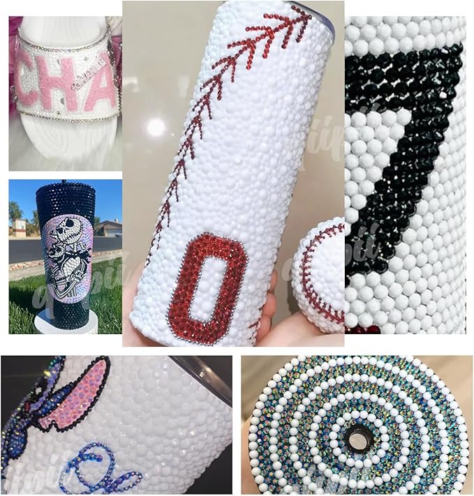 White AB Resin Rhinestones w B7000 Glue for Crafting Bedazzling 2mm-6mm Flatback Colorful Jelly Stones Diamonds Gems Bedazzler Kit for Nails Face Eyes Makeup Tumblers Bottles Shoes DIY Crafts