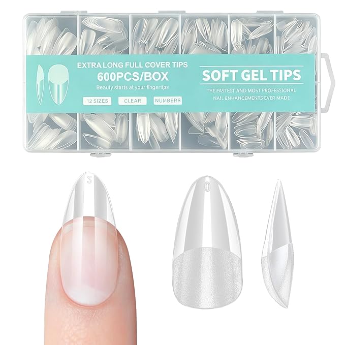Teardrop nail tips False Nail tips-Half matte nail extension tips kit full cover nail tip press on 12 sizes 600pcs pre-shaped nail tips set false nail tips for nails Salon Or Home DIY
