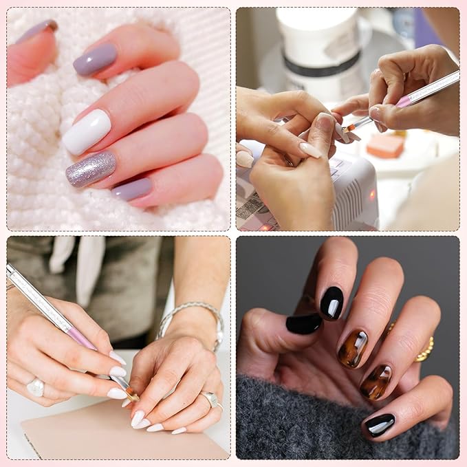 Ombre Nail Brush, Nail Painting Art Brushes with Rhinestone Handle Nail Design Brush for Nails Extension Manicure Cleaning Gradient Gel Polish