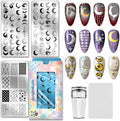 PH PandaHall 3pcs Moon Phases Nail Stamping Plate Night Sky Nail Art Templates Star Lunar Manicure Stamper Plate Planet Meteors Nails Art Stencils for Women Print Manicures Salon Design Supplies