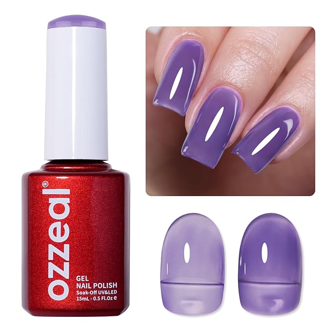 Jelly Gel Nail Polish, Bright Purple Jelly Nail Polish Gel Translucent Sheer Purple Blue Fall Winter Nail Gel Polish Soak off UV LED Light for Nail Art DIY Manicure 0.5 Fl Oz