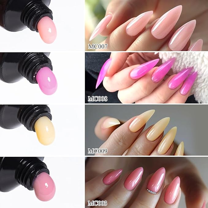 10PCS Pink Poly Nail Gel Kit Poly Extension Nail Gel Kit Skin Tones Nail Extension Set Manicure DIY Design Beginner Kit