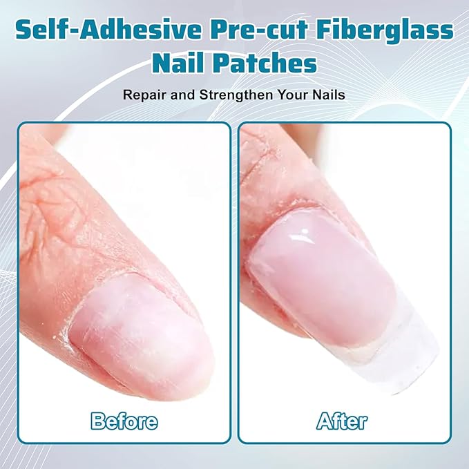 84 PCS Fiberglass Nail Wrap Extension Nail Repair Patches Silk Wrap for Nails Self Adhesive Nails Repair Tape for Broken Split Reinforcement Home Salon DIY Art Tools