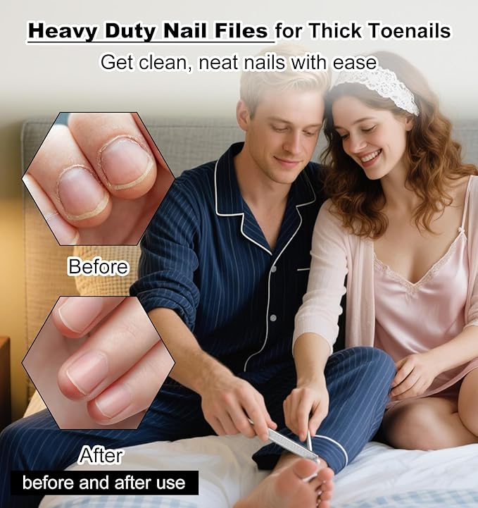 3Pcs Metal Nail File, Metal Diamond Nail File for Thick Toenail Fingernails Heavy Duty Stainless Steel for Men & Women, 7 Inch Durable Professional Nails Care Tool