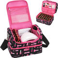 Nail Polish Organizer Case - Holds 45-90 Bottles & UV Nail Lamp, Nail Tech Organizers And Storage Bag for Nail Supplies & Manicure Kit & Pedicure Tools, Nail Technician Case (Cartoon Black, 45 Slots)