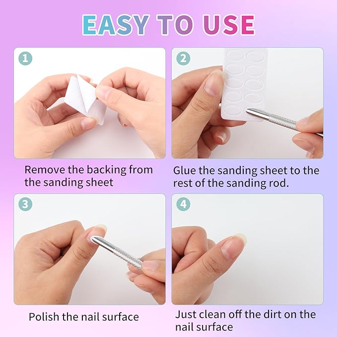 Pre-Treatment Cuticle Pusher, ASTONFOG Dual Ended Cuticle Remover Russian Prep Nail Pushers 100/180 Grit Sandpaper Sheets for Fingernails Toenails Manicure Pedicure Nail Art Care Tools