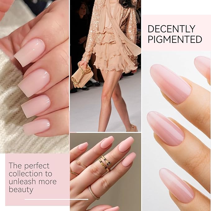 gelike ec Gel Nail Polish Pink Color Quick Dry for Mainicure Beginners Press On Nails 16ml Natural Nude - Easy Application for Home DIY Users Daily Wear with Smooth Brush