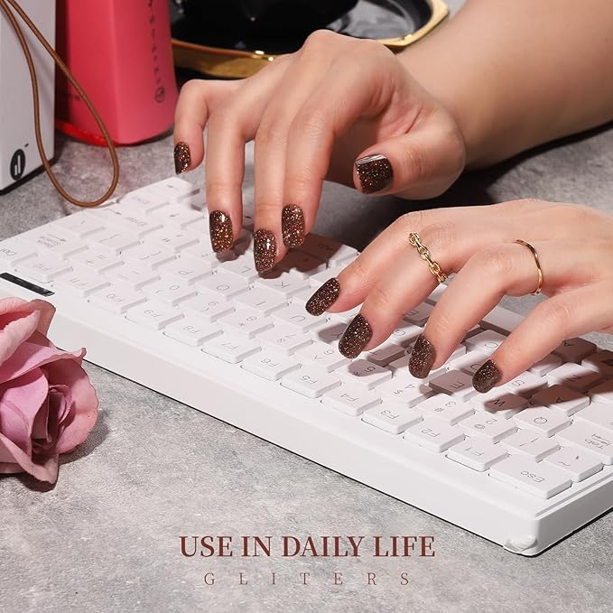 Teenitor Short Press on Nails,288PCS Glitter Square Press on Nails, Fake Nails, Short False Nails, Finger Nails