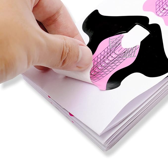 Tvoip 100Pcs/Pack Nail Forms Extension Tips Guide Extension French DIY Tool Fish Acrylic UV Gel Nail Art Tools Builder Sticker Sculpting (Pink)