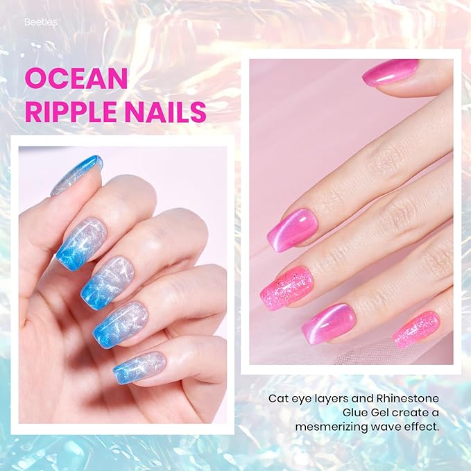 Beetles Jelly Gel Nail Polish Set - 20 Colors Spring Cat Eye Glitter Rainbow Soak Off UV LED Gel Nail Kit Pink Orange Blue with Base Matte Top Coat for DIY Nail Art Sunbeam Jelly Easter Gift for Women