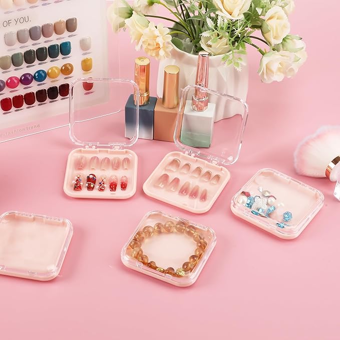15 Pcs Press On Nail Packaging Box Press on Nail Storage Box for Press Ons with 90 Pcs Adhesive Double Sided Tape for Fake Nail Storage Case Nail Display Nail Salon Supplies (Pink)