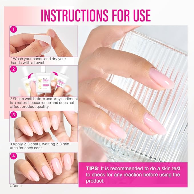 Nail Repair for Women: 8 in 1 Pink Nail Hardener Extra Strong and Growth - 15ML Natural Nail Polish Hardener Ridge Filler Strengthener for Weak and Damaged Nails 15ml