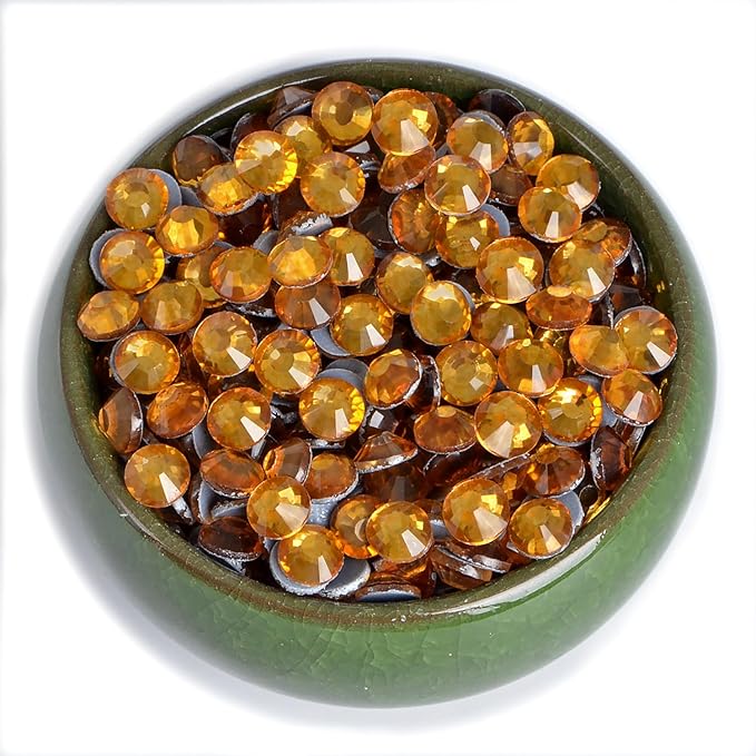 NCB 2880pcs Hot Fix Rhinestones Flatback Crystal Rhinestones for Crafts Clothes DIY Decorations (Topaz, SS16 3.8mm)