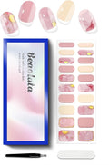 Semi Cured Gel Nail Strips - UV Light Gel Nail Stickers - 20 Long Lasting Salon Quality Wraps (Spring Dream Pink)