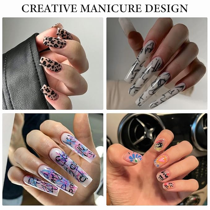 24 Colors Nail Art Pens Set 1.0MM Fine Tip 3D Acrylic Paint Markers Quick-Dry Smudge-Proof Dotting Drawing Liner Pens Nail Art Brush for DIY Nail Art