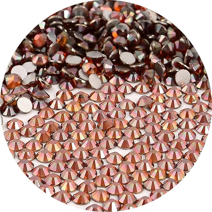 NCB Nancybeads 3000pcs Flatback Round Glass Nail Art Rhinestones Crystal for DIY Making Accessories Shoes, Clothes, Face Art, Bags, Manicure (Amber, SS3 3000pcs)